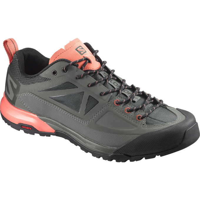 SALOMON UK X ALP SPRY W - Womens Hiking Boots Dark Grey/Coral,WBQG67820